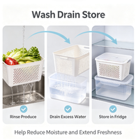 Conteneur de stockage alimentaire empilable de 1,7 L en PET transparent avec passoire amovible pour réfrigérateur, fruits et légumes