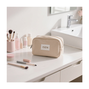 ISEN Dusty Kosmetiktasche aus Cord mit Reißverschluss, weicher gerippter Stoff, ästhetische Schale für Make-up-Organizer, Reise und täglichen Gebrauch - Product Image 2