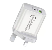 18W QC3.0 20w Chargeur de téléphone Câble de données 3A PD Charge rapide Câble de chargeur Adaptateur Usb-c Chargeur rapide 20w avec câble de type C à C