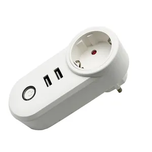 Hot selling Germany French Standardy 2P wifi TUYA smart adapter Remote Control with 2type-A USB Intelligent Socket