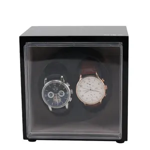 2023 Series A Customization LOGO Luxury Wooden And Acrylic Cover 2 Slots Watch Winder
