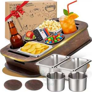 Caja de Aperitivos Ecológica de Bambú Orgánico con Logotipo Personalizado, Apta para Microondas y Lavavajillas, con 4 Tazones para Sofá, Bar y Bandeja - Product Image 6