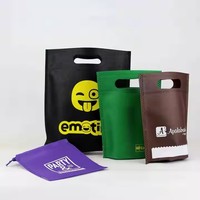 Sac non tissé découpé en D, écologique et réutilisable, pour chaussures et courses, avec poignée en patch de Ningbo, impression sérigraphique et découpe de lettres