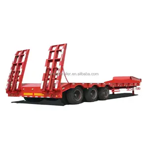 Heavy Duty 4Axles Lowbed 60Ton 80Ton Gooseneck Truck 70Ton Low Flat Bed Semi Trailer