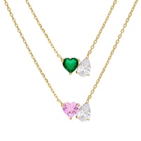 Jlyskye — collier en argent sterling 14k en zircon cubique 925, bijou pour vente en gros, perle d'émeraude, cœur