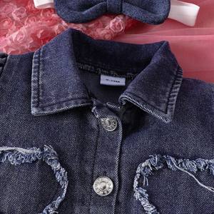Set Kasual Musim Panas untuk Bayi Perempuan, Rok Pendek Denim Polos dengan Tali dan Rok Mengembang Berbahan Mesh yang Manis - Product Image 4