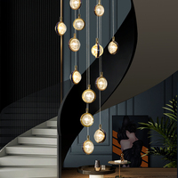 Boule de cristal Rose Lustre Villa Duplex Salon Lustre Moderne Lumière De Luxe Lampe D'escalier Long Lustre