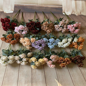 Bouquet de roses artificielles Queyiyi, 9 têtes, en tissu de soie, décoration intérieure, mariage, photographie, ornement - Product Image 2
