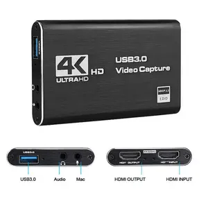 4K 60fps Live HD HDMI para USB 3.0 Cartão de captura de vídeo Loopout Gravador Grabber Captura Para Xbox PS4 Dispositivo de transmissão HDTV