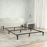 Cadre de lit Queen moderne en métal, plateforme robuste, finition noire, base à 9 pieds pour sommier, montage facile, mobilier de chambre