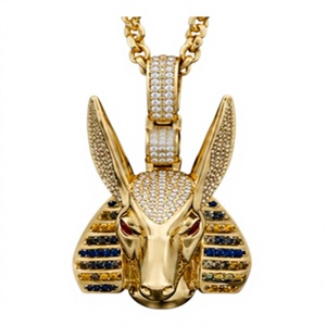 Pendentif Anubis de luxe plaqué argent avec perle d'eau douce, bijou tête de chien Hip Hop, cadeau unisexe, chaînes pour soirée - Product Image 1