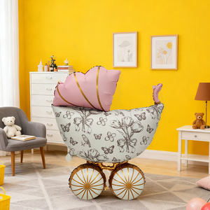 Palloncino in Mylar Vintage a Forma di Carrozzina Floreale '<span class=keywords><strong>Oh</strong></span> <span class=keywords><strong>Baby</strong></span>' per Decorazioni <span class=keywords><strong>Baby</strong></span> Shower e Feste di Rivelazione del Sesso - Product Image 5