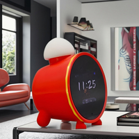 Réveil intelligent pour enfants au design mignon de petit canard avec affichage de la météo/de l'heure et fonction vocale IA, fabriqué en silicone et plastique