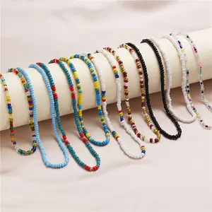 Handmade Ethnic Bohemian Beach Jewelry Colorful Seed Bead Choker Necklace