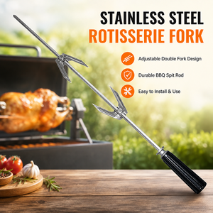 Fourchettes de rôtissoire en acier inoxydable réglables pour poulet, viande, grillades, accessoires de rôtissoire, personnalisables OEM - Product Image 1