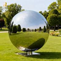 Sculpture de balle de golf en acier inoxydable poli de grande taille RELONG, style moderne poli pour la décoration extérieure de pelouse