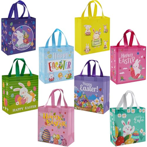 Bolsas Reutilizables con Asas de Tela No Tejida Spunlaced Laminada PP, Diseño de Dibujos Animados Personalizado, Cierre Personalizado, Logotipo, Regalo, Compras de Pascua, Recubrimiento UV - Product Image 1
