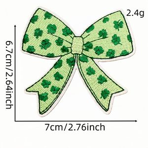 <strong>St</strong> <strong>Patricks</strong> <strong>Day</strong> Bow Embroidered Iron on Patches Green Clover Shamrock Leprechaun Hat Applique for Clothing Jeans Backpacks - Product Image 6