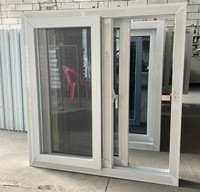Weißes UPVC-Doppelverglasung-Schiebefenster mit Fliegengitter und Hurrikan-Schutzglas für Wohnprojekte