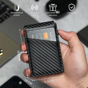 Tarjetero de fibra de carbono, monedero compacto con cremallera, cartera abatible de aleación de aluminio para hombre, uso diario - Product Image 4