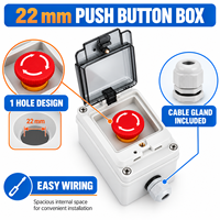 Boîtier de commande étanche IP67 22 mm avec bouton-poussoir, 1 trou, interrupteur de démarrage/arrêt et d'arrêt d'urgence, avec presse-étoupe