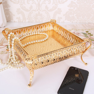 Metall tablett Luxus <span class=keywords><strong>Gold</strong></span> Hohl platte Nüsse/Obst/Kuchenst änder Hochzeit Mittelstücke Home Tisch dekoration - Product Image 3
