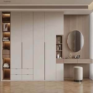 Modern LED Lights Bedside Table Freestanding Wooden <b>Wardrobe</b> Convertible Customizable Home Furniture Floor-to-Ceiling Clothes - Product Image 2