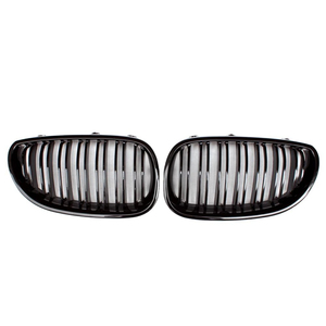 Grille de calandre avant à double lamelles en ABS injecté noir brillant, compatible avec <span class=keywords><strong>BMW</strong></span> Série 5 E60 Berline E61 Break 2004-2009 - Product Image 2