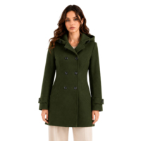 Manteau d'hiver pour femme, style vintage, chaud, en laine, à double boutonnage, avec capuche, sur mesure OEM ODM