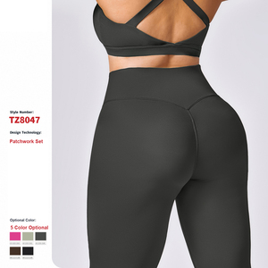 Conjunto de Ropa de Yoga de 5 Piezas para <span class=keywords><strong>Mujer</strong></span>, Tallas Grandes XL, <span class=keywords><strong>XXL</strong></span>, 3XL, Alta Elasticidad, Mangas Largas, Leggings para Correr, Sujetador Deportivo Ajustado, Pantalones Cortos de Fitness - Product Image 3