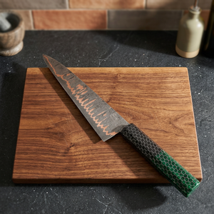 OEM Custom Copper Damascus Steel Brisket Slicing Knife Handmade <b>BBQ</b> Meat Carving Chef Knife Honeycomb Resin Handle Ideal Gift - Product Image 2