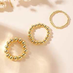 New 3 Pcs Fashion <b>Ring</b> Set Waterproof 18k Gold Plated Stainless Steel Beads Handmade <b>Stretch</b> Beaded <b>Ring</b> for Women Jewelry - Product Image 4
