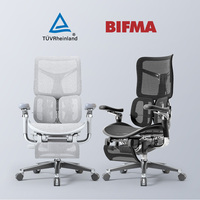 Chaise de bureau pivotante moderne SIHOO S300, hauteur réglable, accoudoirs 6D, pieds pliables rétractables, dossier en maille effet nuage, pour bureau à domicile