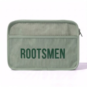 Bolsa de Cosméticos Verde Salvia, Bolsa de Maquillaje de Lona Recubierta, Resistente al Agua, Bolsillo Frontal Deslizable, Impresión con Letras, Cierre de Cremallera, Logotipo Personalizado - Product Image 3