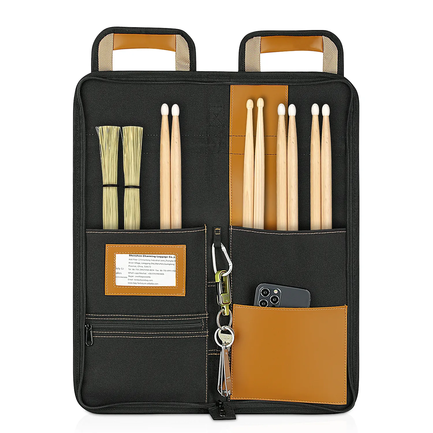 Waterproof Drumstick Holder Durable Drum Stick Storage Percussion Kits Carrier Pouch Musical Instrument Case Folding Slim Bag