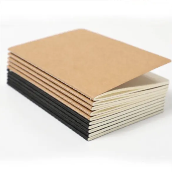 Customize thread bound sewn binding stitched ruel jourbal brown kraft paper cover notebook