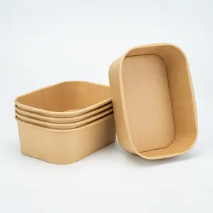 Hot Dog Carton Packing Box Paper Plates Bowls 750ml Hamburger Kraft To Go Box #2 Hb 6 Salad With Lid Baggas Burger Box