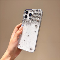Coque de téléphone de luxe scintillante avec strass en cristal pour iPhone 18 17 Pro Max 16 15 14 13, étui de protection transparent en TPU et époxy