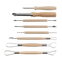 Kit de 8 outils de sculpture de citrouille d'Halloween transfrontalier en bois et métal, couteau grattoir pour poterie et argile, outils d'art céramique