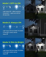 Projecteurs solaires LED extérieurs avec détecteur de mouvement, étanches IP65, en ABS, 100W, blanc froid, avec télécommande, pour porche, patio, cour