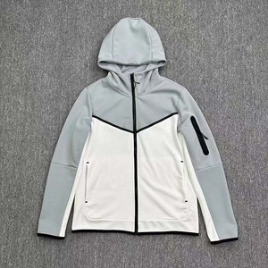 Áo khoác nỉ thể thao nam mùa thu, áo hoodie có khóa kéo, quần jogger, trang phục thể thao, màu trơn, thời trang, áo khoác nam - Product Image 2