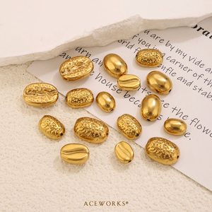 Coffee Bean Beads | 18K PVD Gold Plated Stainless Steel Coffee Bean Beads <b>Spacer</b> for DIY Jewelry Making Waterproof Tarnish Free - Product Image 5