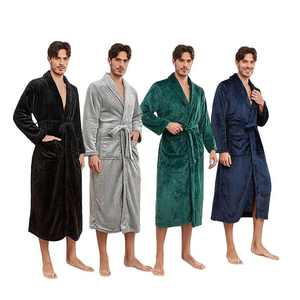 Batas de Baño de Franela Suave de Talla Grande, Ropa de Dormir Informal para la Familia, Pijamas para Hombre, Ropa de Dormir Cómoda para las Cuatro Estaciones - Product Image 1