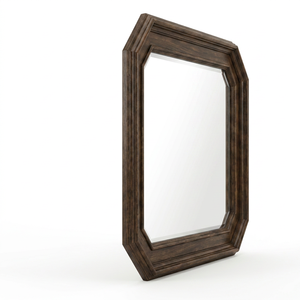 Traditional Eco-friendly Wood Framed Wall <b>Mirror</b> with Decorative Glass Surface and <b>Rectangular</b> Shape - Product Image 1