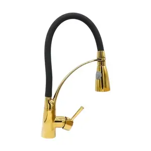 High Quality Deck Mount Commercial Gold Black Torneira Gourmet Spring Kitchen Sink Faucet Hot And Cold Mixer Tap