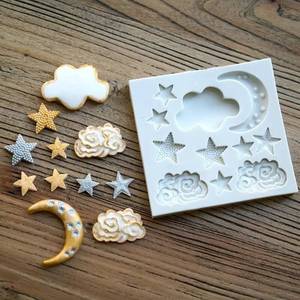 <b>Star</b> and Moon Shaped Eco-Friendly Silicone Rubber Cake Mold DIY Gummy <b>Chocolate</b> Baking Tool - Product Image 1