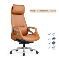 Vente directe d'usine, chaise de bureau exécutive en cuir de style moderne, design ergonomique, hauteur réglable, pivotante, cadre en alliage d'aluminium