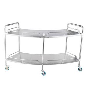 Chariot de traitement en acier inoxydable Haijuya en forme d'éventail, 32 pouces, 2 niveaux, chariot mobile d'hôpital avec roues - Product Image 1