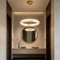 Lustre circulaire moderne en albâtre naturel, design artistique pour salon, salle à manger, villa, hôtel
