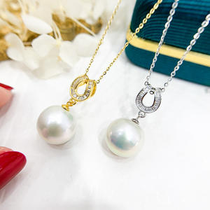 Colgante de Plata S925 con Cuentas Redondas de 8-15 mm, Accesorios de Perlas para DIY, Base Vacía para Collar de Moda 30897 - Product Image 3